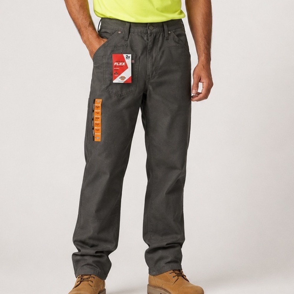 Dickies Flex Regular Fit Straight Leg Tough Max Work Pants‎ Gray 40x30 DP803SSL
